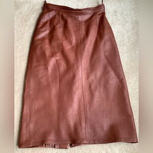 Genuine Leather brown skirt.  S?  Partially lined